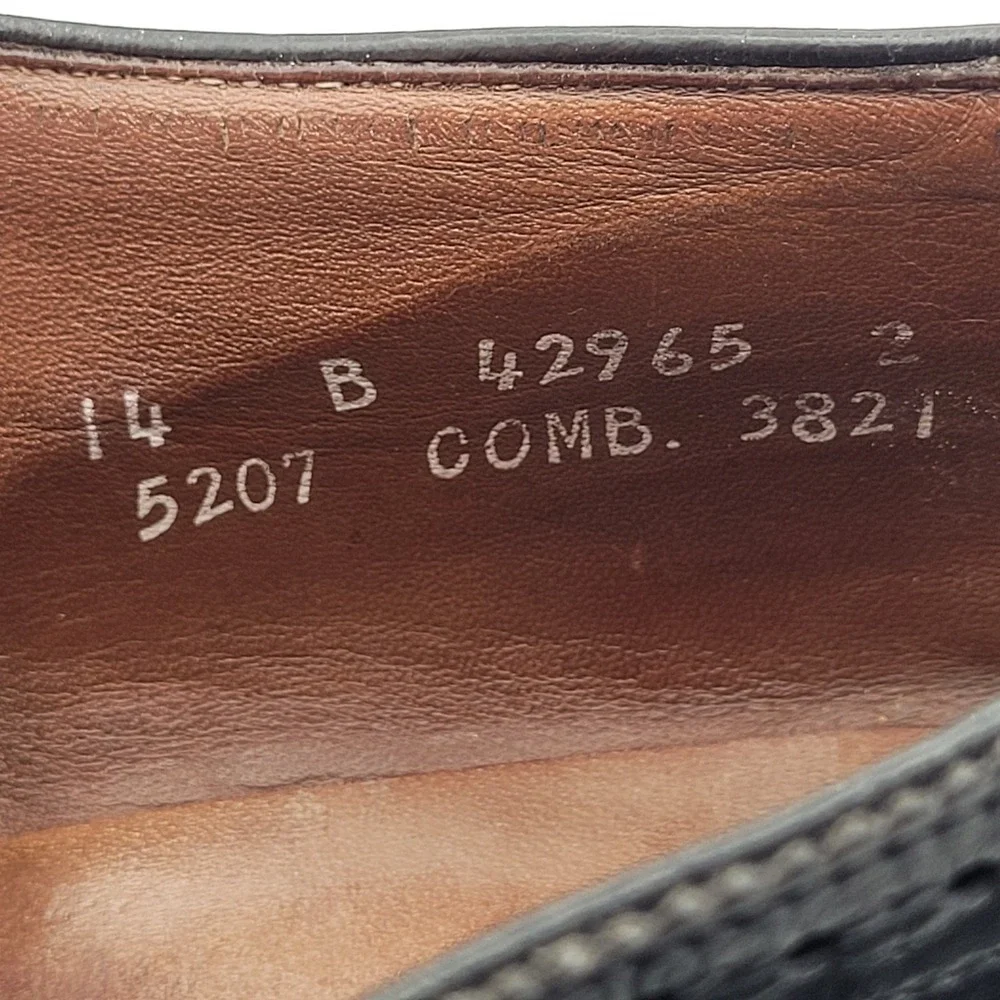 Allen‎ Edmonds Sanford Oxford Cap Toe Shoes 14 A Black Leather Made in USA